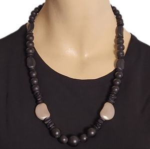 Vintage Black & Silver Beaded Necklace
